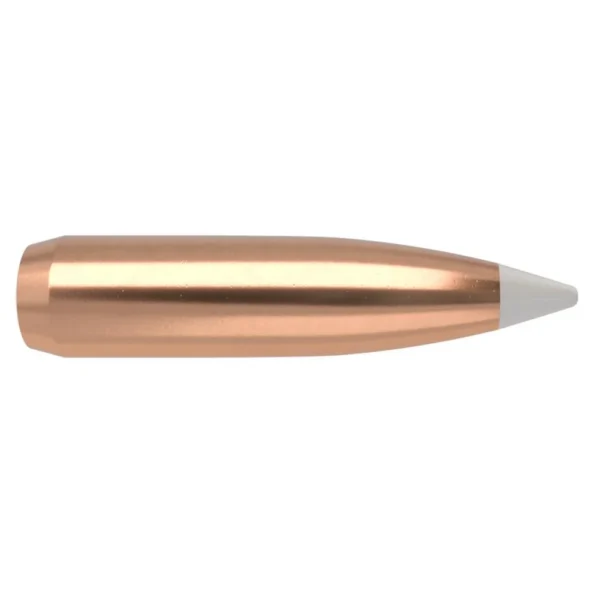 Nosler AccuBond rifle bullet, side view with copper-coloured body and grey pointed tip