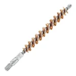KleenBore Phosphor Bronze Bore Brush, angled view with bronze bristles and threaded stem
