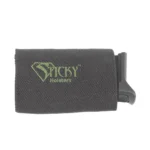 Sticky Holsters Belt Slider magazine carrier, black side view with green logo and belt loop