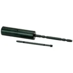 Gsm SME End of Barrel Laser Bore Sight, black cylindrical tool with two rods in angled view