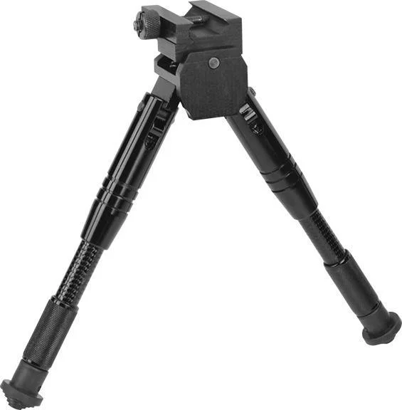 AOB Caldwell AR Bipod Prone black bipod angled front view with legs extended