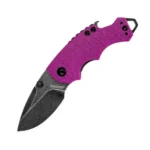 Kershaw Shuffle Knife, open folding knife with purple handle and blackwashed blade
