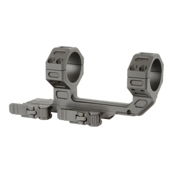 MIDWEST MK2 QD Scope Mount High, gray angled side view with two rings and quick-release levers
