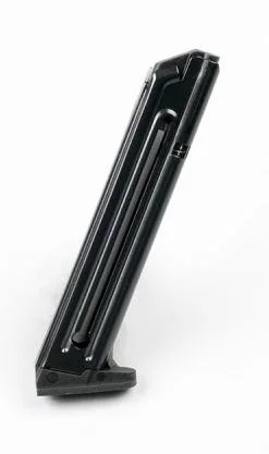 ProMag Browning Buckmark blued pistol magazine, angled side view with grooved body