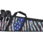Allen Wedge Tactical Rifle Case, side view with handles, pockets and distressed flag design