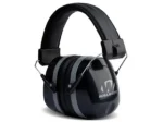 Walker's Premium Passive Folding Earmuff, black over-ear cups with padded headband