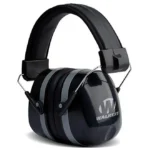 Walker's Premium Passive Folding Earmuff, black over-ear cups with padded headband