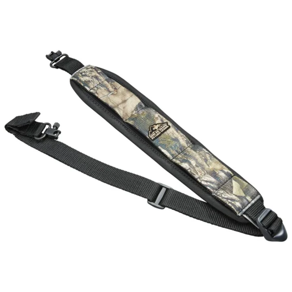 Butler Creek Rifle Sling, Mossy Oak Break-Up padded sling with black straps and swivels
