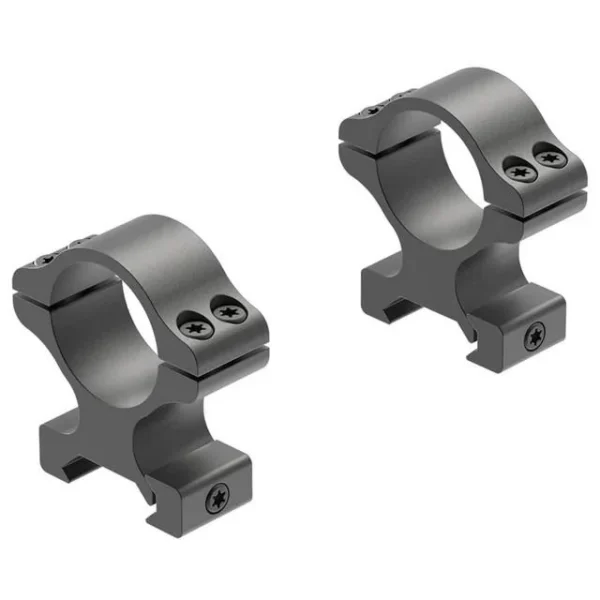 Leupold Rifleman Gen2 1-inch High Rings, two matte black scope rings in angled view