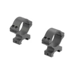 Leupold Rifleman Gen2 Scope Rings 30mm High, two black rings in angled side view