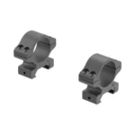 Leupold Rifleman Gen2 Scope Rings 30mm Med, two black rings in angled side view