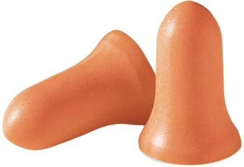 primary-48408 H/L Super Leight Plug, two orange foam earplugs in upright and angled views