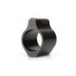 CMC AR Low Pro Gas Block, black, angled front view with circular barrel opening