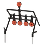 Birchwood Casey Gallery Expert Resetting Target, front view with five orange circular targets