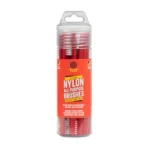 SHOOTERS CHOICE NYLON BRUSHES 20PK, red brushes in a clear cylindrical package
