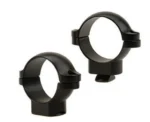 Leupold 2-Piece STD Rings, two matte black steel scope rings in angled view