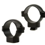 Leupold 2-Piece STD Rings, two matte black steel scope rings in angled view