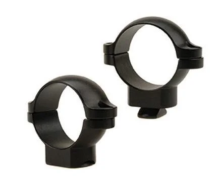 Leupold 2-Piece STD Rings, two matte black steel scope rings in angled view