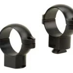 Leupold 2-Piece STD Windage Adjustable Steel Rings, two matte black rings in angled view