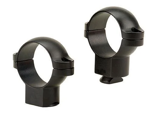 primary-48475 Leupold 2-Piece STD Windage Adjustable Steel Rings, two matte black rings in angled view