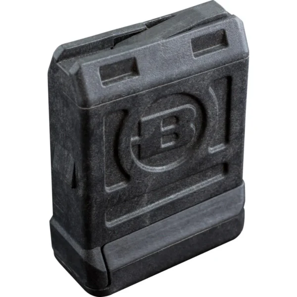 Bergara BMR rifle magazine, black angled front view with raised Bergara logo