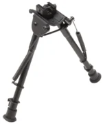 Truglo Tac-Pod, angled front view of black bipod with fixed base and extended adjustable legs