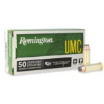 Remington UMC Handgun Ammunition green box with two brass cartridges visible