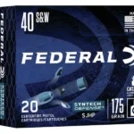Federal FED SYN DEF ammunition blue and black box in front view