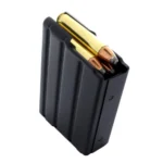C Products Defense Inc. DuraMag Rifle Magazine, black magazine with cartridges visible at top
