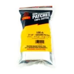 SHOOTERS CHOICE 100PK 3" PATCH clear and yellow package of white cotton patches, front view