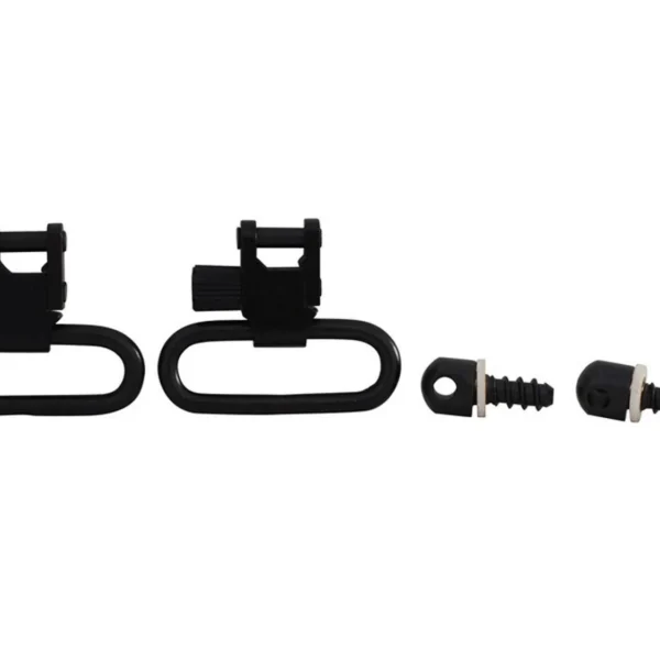 Uncle Mike's U/M Swivels QD SS MIM, black pair with rectangular loops and mounting studs