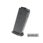 Ruger Ruger-57 magazine, angled side view in black with baseplate and witness holes