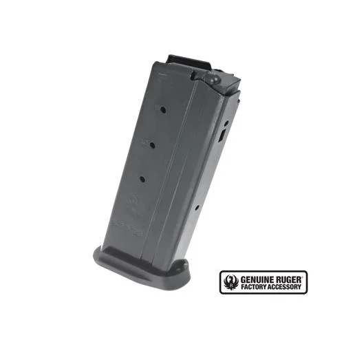 primary-48535 Ruger Ruger-57 magazine, angled side view in black with baseplate and witness holes