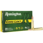 Remington Rifle Ammunition .250 Savage, green box with two cartridges, front view