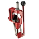 Hornady Lock-N-Load Classic Kit red reloading press with long handle, front angled view