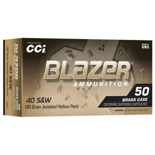 Cci Blazer Brass Handgun Ammunition .40 S&W 180gr JHP 1015 fps 50/ct