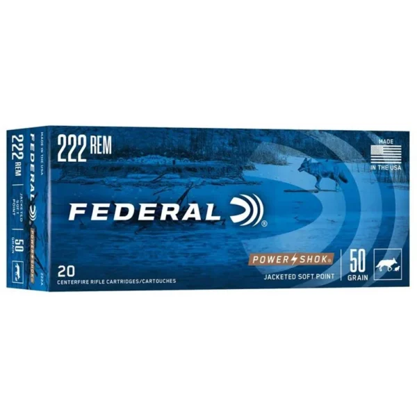 Federal Cartridge Co. Federal Power-Shok Rifle Ammunition .222 Rem 50 gr SP 3140 fps - 20/ct
