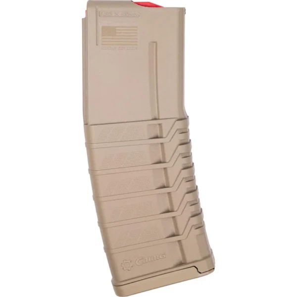 CMMG Mk4/AR-15 Magazine FDE, angled side view of tan magazine
