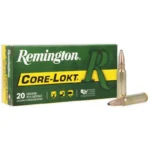 Remington REM 300SAV green Core-Lokt ammunition box with two brass cartridges
