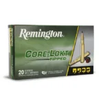 Remington Core-Lokt Tipped Rifle Ammunition, front view of green box with cartridge graphics