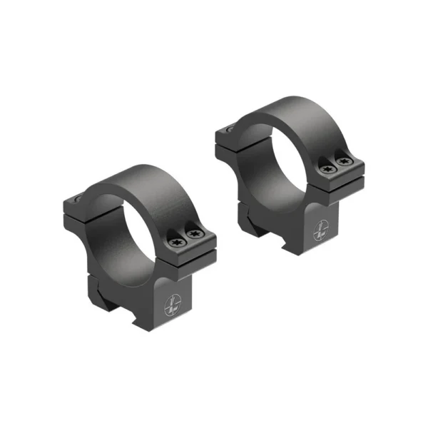 Leupold Open Range Rimfire Cross-Slot Rings black angled view showing two scope rings and bases
