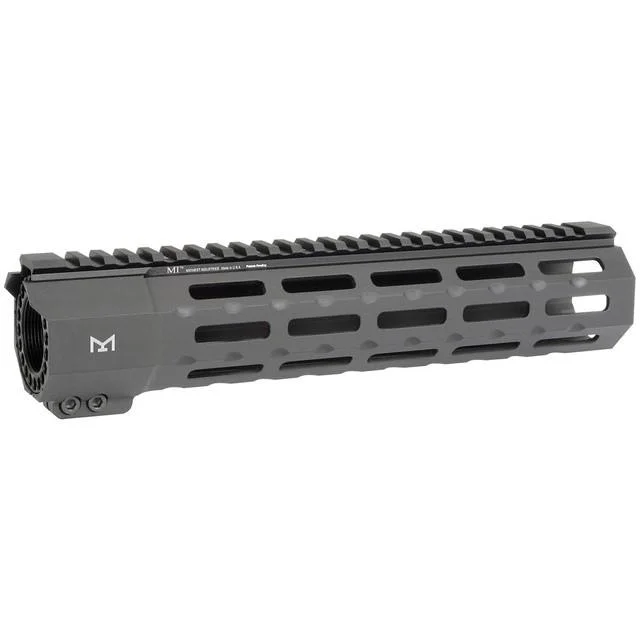 primary-48633 MIDWEST SP Series MLOK Handguard black angled side view with top rail and elongated slots