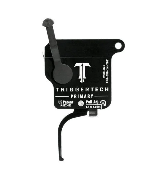TriggerTech Rem 700 Primary Flat Trigger, black side view with flat trigger blade