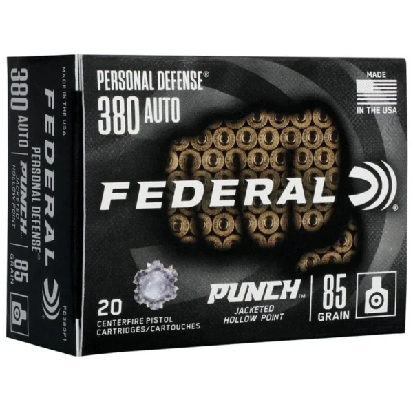 Federal Cartridge Co. Federal Personal Defense Punch Handgun Ammunition .380 Auto 85 gr JHP 1000 fps 20/ct