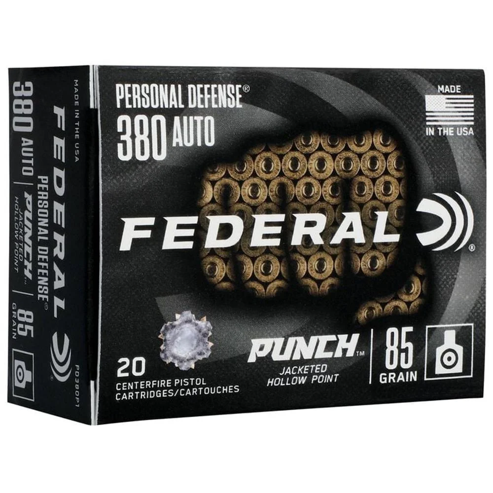 primary-48657 Federal Cartridge Co. Federal Personal Defense Punch Handgun Ammunition .380 Auto 85 gr JHP 1000 fps 20/ct
