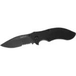Kershaw Clash Folding Knife black right-side view with open drop-point blade and textured handle