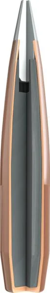 Hornady Rifle Bullets .30 cal .308 250 gr A-Tip Match, close-up side view of pointed copper bullet