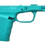 FMK Firearms AG1 Glock 19 Gen3 frame in robin's egg blue, side view with textured grip