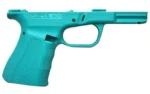 FMK Firearms AG1 Glock 19 Gen3 frame in robin's egg blue, side view with textured grip