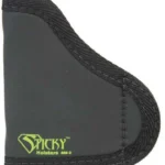 Sticky Holsters Small Sticky Pocket Holster, black front view with green logo